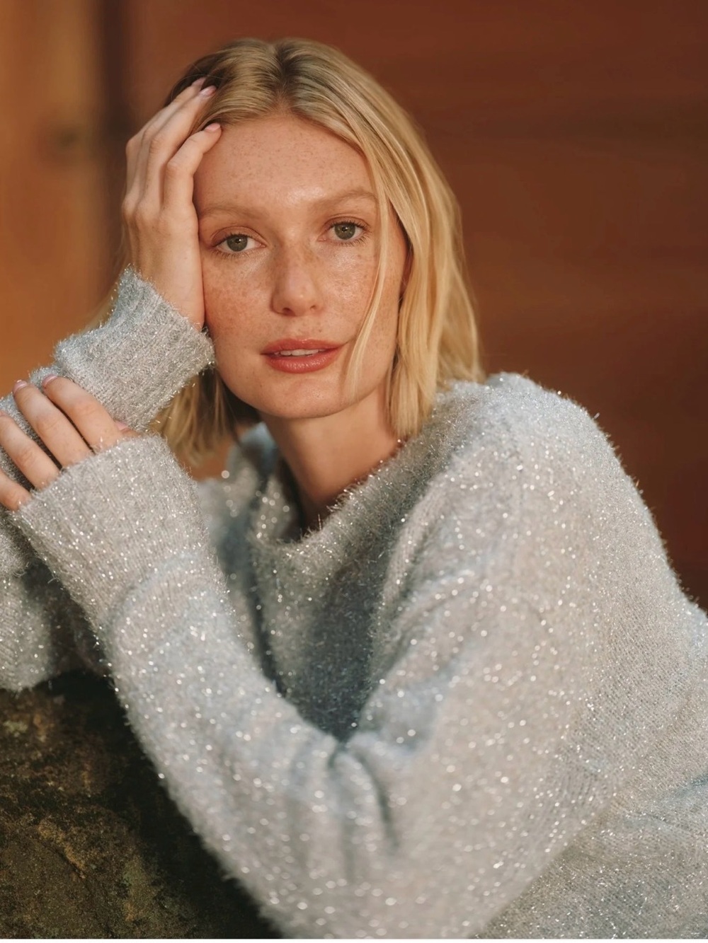 H&M silver metallic tinsel sparkly glitter oversized Sweater